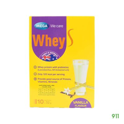 เมก้าวีแคร์ เวย์ เอส วานิลลา เครื่องดื่มเวย์โปรตีน ผสมโพรไบโอติกส์ Mega We Care Whey S Vanilla Flavour