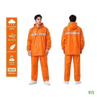 orange raincoat suit