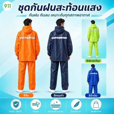 durable raincoat dark blue green reflect